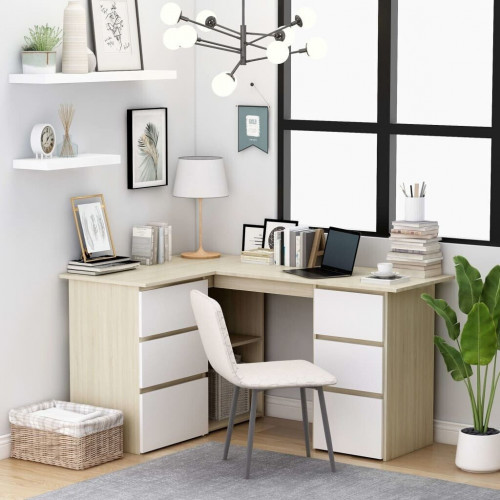 vidaXL Angle Desk With Drawers