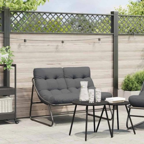 vidaXL Banco de jardín con Cojín Negro 110x80x71 cm Acero