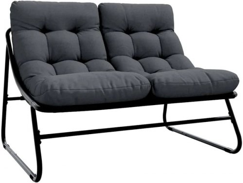 vidaXL Banco de jardín con Cojín Negro 110x80x71 cm Acero