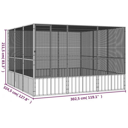 vidaXL Bird Cage 302,5x324,5x211,5cm galvanized steel