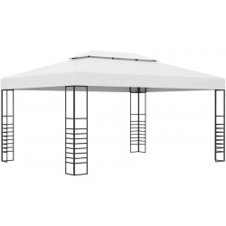 vidaXL Cenador de Jardín Acero Recubrimiento Polvo Blanco 4x3x2,7 M