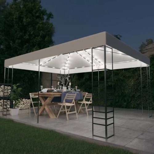 vidaXL Cenador de Jardín Acero Recubrimiento Polvo Blanco 4x3x2,7 M