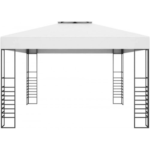 vidaXL Cenador de Jardín Acero Recubrimiento Polvo Blanco 4x3x2,7 M