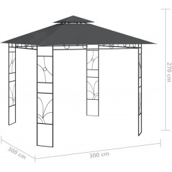vidaXL Cenador Gris 3x3x2,7 m 160 g/m²