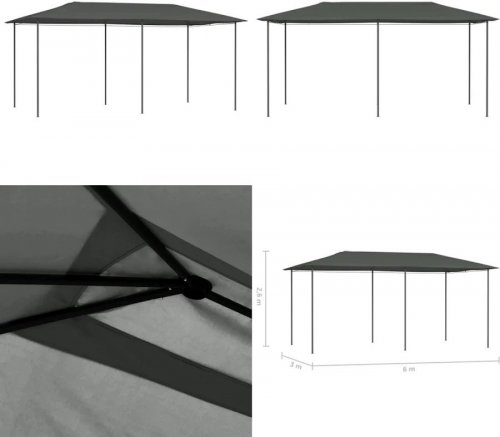 vidaXL Cenador Gris 3x6x2,6 m 160 g/m²
