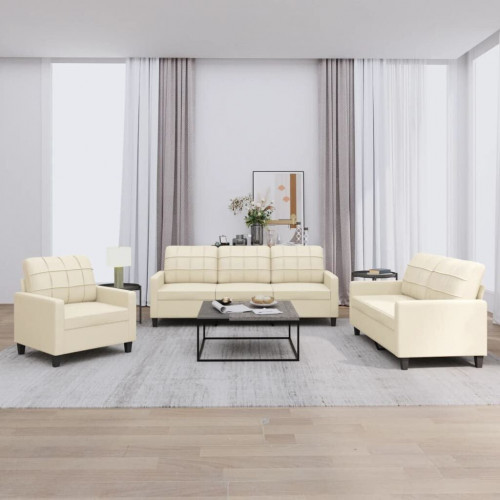 vidaXL Conjunto de 3 sofás con cojines cuero sintético