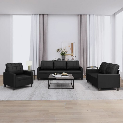 vidaXL Conjunto de 3 sofás con cojines cuero sintético