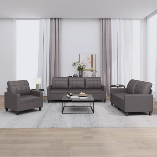 vidaXL Conjunto de 3 sofás con cojines cuero sintético