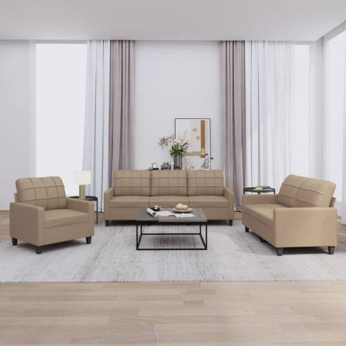 vidaXL Conjunto de 3 sofás con cojines cuero sintético