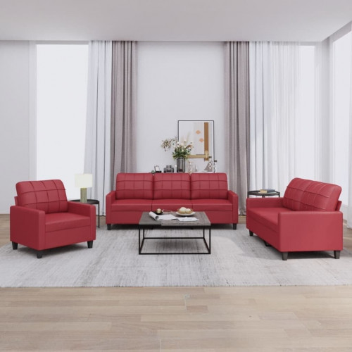 vidaXL Conjunto de 3 sofás con cojines cuero sintético