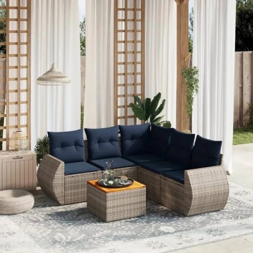 vidaXL Conjunto de sofá de jardín de 6 piezas con cojines