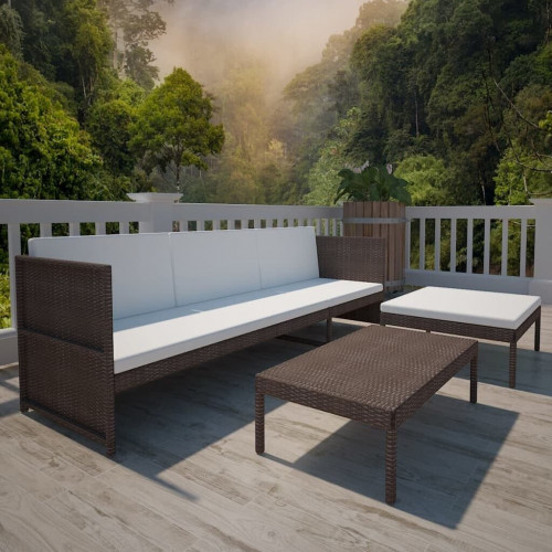 vidaXL Conjunto sofá de jardín 9 piezas gris poliratán (44480)