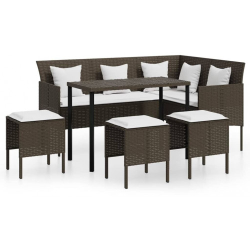 vidaXL Conjunto sofá jardín 5 piezas Poly Ratán negro (318578)