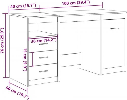 Vidaxl Escritorio con cajón 2 pcs Roble Negro 140 X 50 X 76 cm