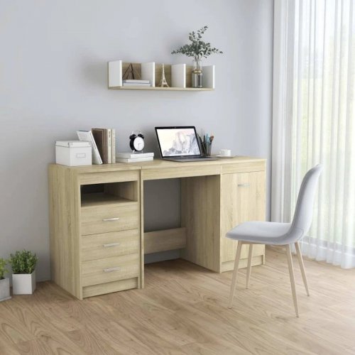Vidaxl Escritorio con cajón 2 pcs Roble Negro 140 X 50 X 76 cm