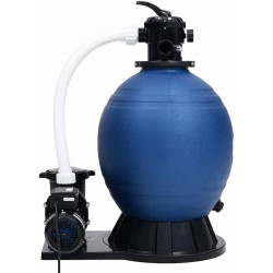 vidaXL Filtro de Arena Válvula de 7 Vías Y Bomba de 1000 W Azul Y Negro