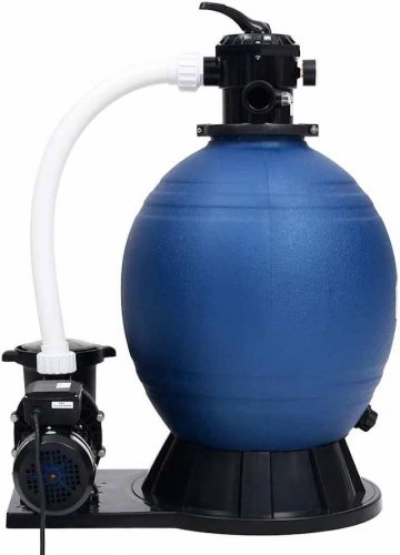 vidaXL Filtro de Arena Válvula de 7 Vías Y Bomba de 1000 W Azul Y Negro