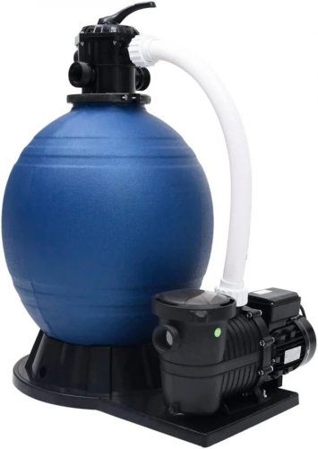 vidaXL Filtro de Arena Válvula de 7 Vías Y Bomba de 1000 W Azul Y Negro