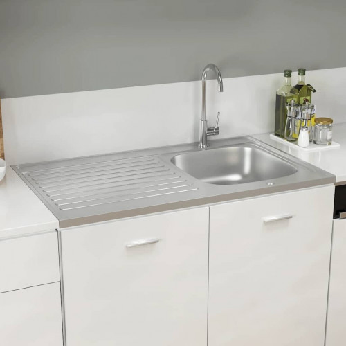 vidaXL Fregadero escurridor 100 x 60 x 15,5 cm acero inoxidable plateado (147237)
