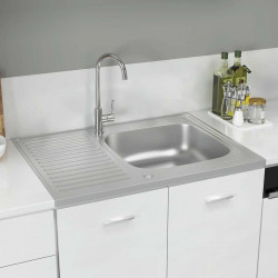 vidaXL Fregadero escurridor 80 x 60 x 15,5 cm acero inoxidable plateado (147233)