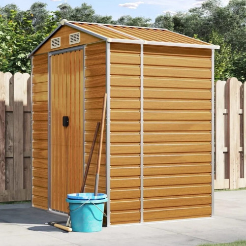 vidaXL Galvanised steel garden shed 191x130x198 cm