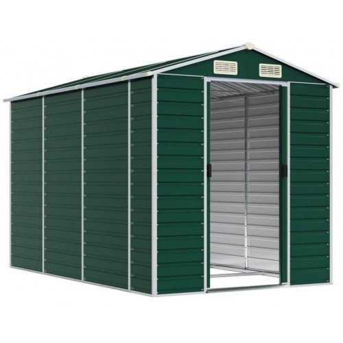 vidaXL Galvanised steel garden shed 191x300x198 cm