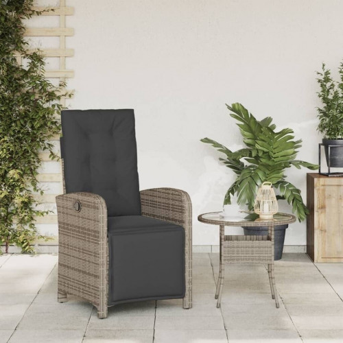 vidaXL Garden Armchair with Foot Part Adjustable Gray Poly Rattan (365187)