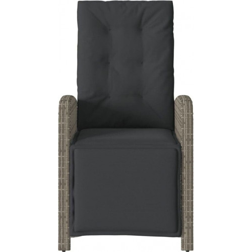 vidaXL Garden Armchair with Foot Part Adjustable Gray Poly Rattan (365187)