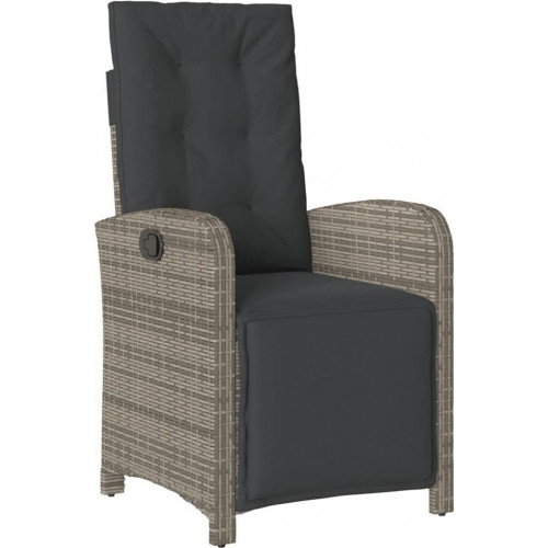 vidaXL Garden Armchair with Foot Part Adjustable Gray Poly Rattan (365187)