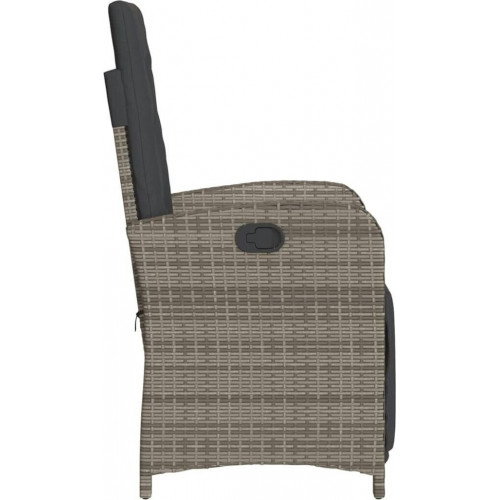 vidaXL Garden Armchair with Foot Part Adjustable Gray Poly Rattan (365187)