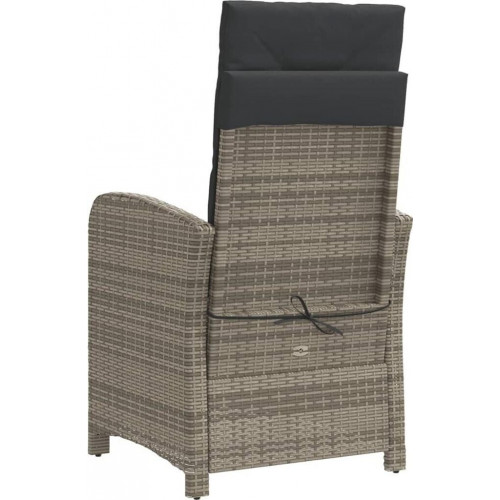 vidaXL Garden Armchair with Foot Part Adjustable Gray Poly Rattan (365187)