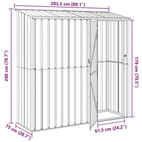 vidaXL Garden Shed 203,5 x 73 x 200 cm brown