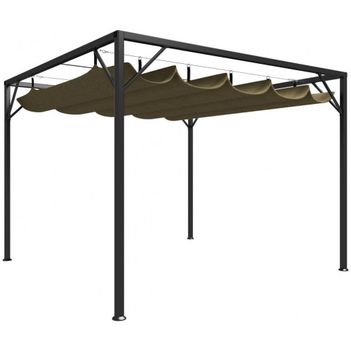 vidaXL Gazebo with Retractable Roof Canopy 3 x 3 m