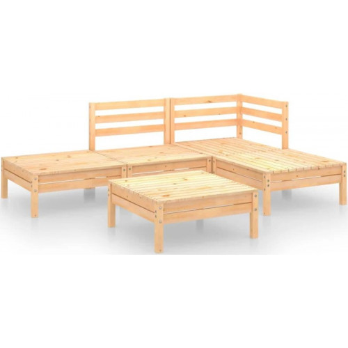 vidaXL Juego de muebles de jardín 5 Pzas madera de pino maciza
