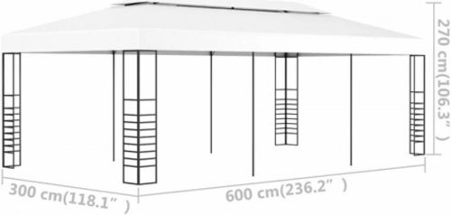 vidaXL Marquesina Cenador de Jardín Blanca 6x3 M