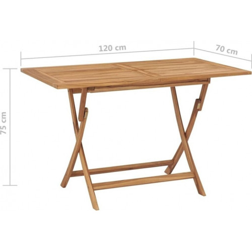 vidaXL Mesa de jardín plegable teca 120 x 70 x 75 cm