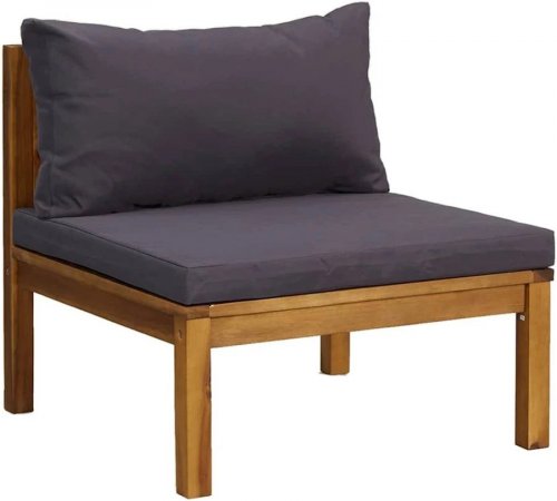 vidaXL Muebles de jardín 3 Pzas con cojines madera acacia gris Oscuro