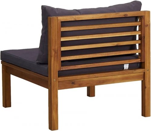 vidaXL Muebles de jardín 3 Pzas con cojines madera acacia gris Oscuro