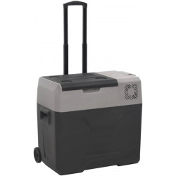 vidaXL Nevera con ruedas y asa polipropileno negro y gris