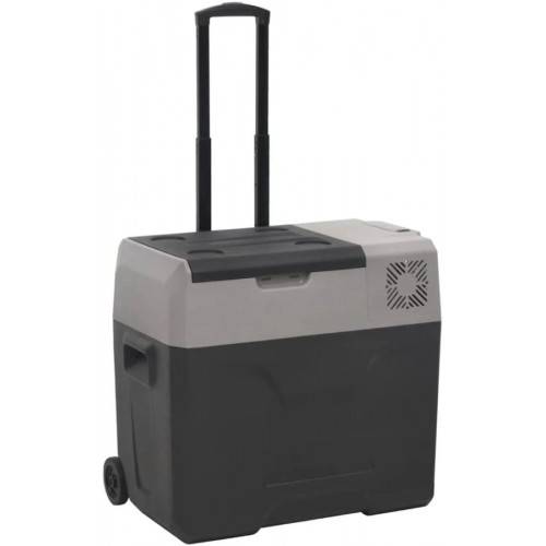 vidaXL Nevera con ruedas y asa polipropileno negro y gris