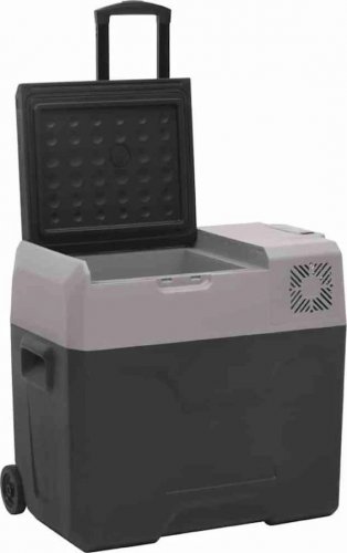 vidaXL Nevera con ruedas y asa polipropileno negro y gris