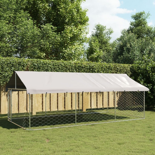 vidaXL Outdoor Dog Kennel with Roof Steel (171)