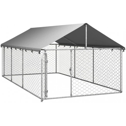 vidaXL Outdoor Dog Kennel with Roof Steel (171)