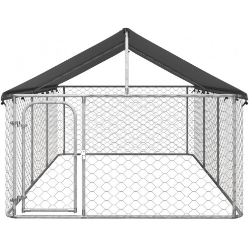vidaXL Outdoor Dog Kennel with Roof Steel (171)
