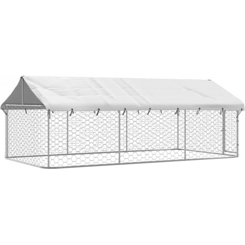 vidaXL Outdoor Dog Kennel with Roof Steel (171)