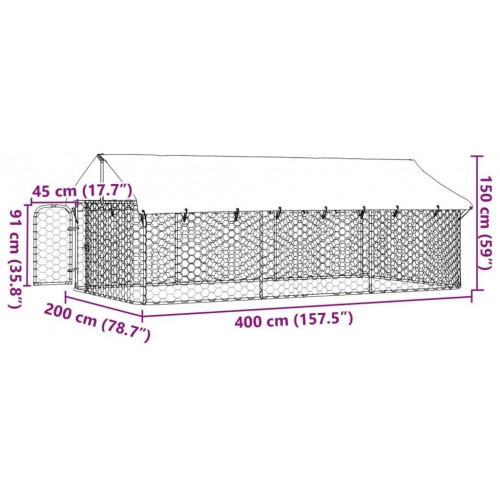 vidaXL Outdoor Dog Kennel with Roof Steel (171)