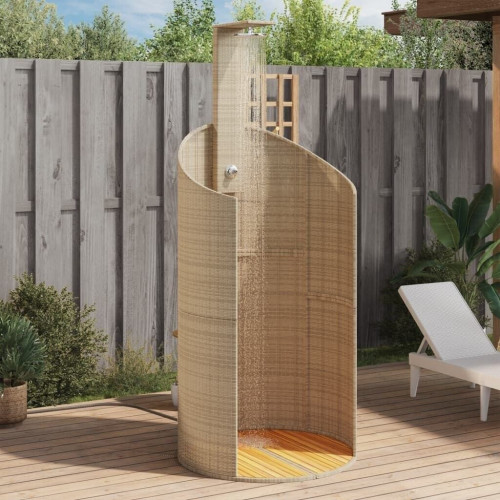 vidaXL Outdoor Shower 100x100x241.5 cm Poly Rattan and Acacia Wood
