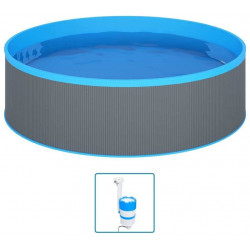 vidaXL Piscina Hinchable con Skimmer y Bomba 350x90 cm Gris Framepools Design 2024