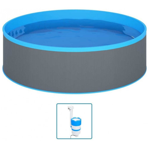 vidaXL Piscina Hinchable con Skimmer y Bomba 350x90 cm Gris Framepools Design 2024