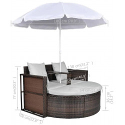 vidaXL Poly Rattan Lounge Set Muebles de jardín (40734) marrón